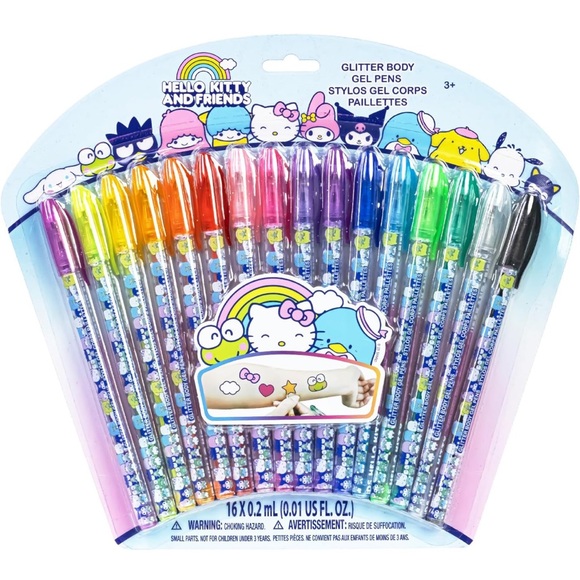 Hello Kitty Other - Sanrio HelloKitty and Friends 16 piece Glitter Body Gel Pens